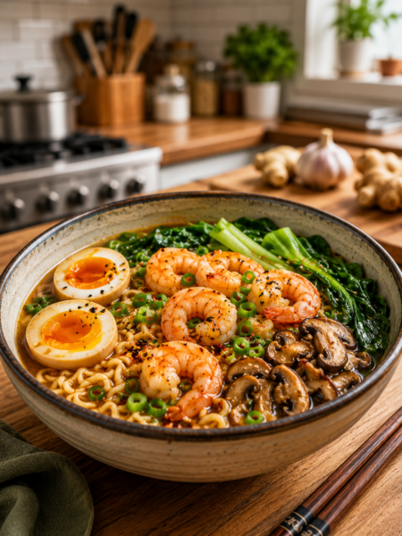 Asian Seafood ramen Soup