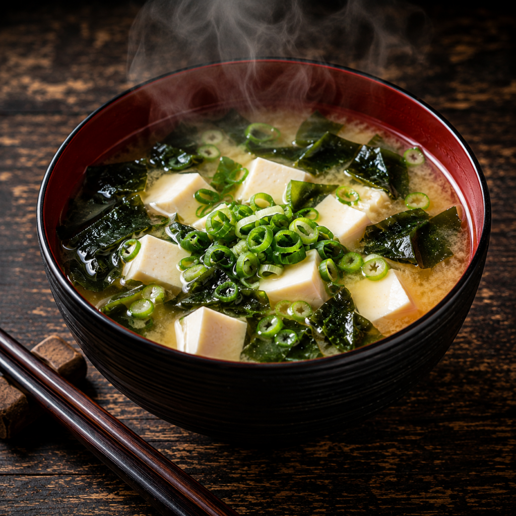 hot miso soup served in a bowl