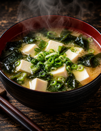 hot miso soup served in a bowl
