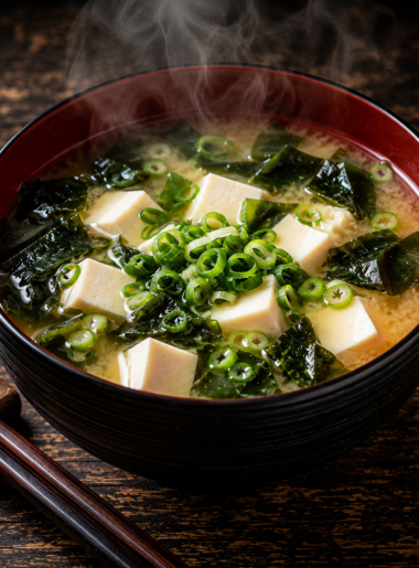 hot miso soup served in a bowl