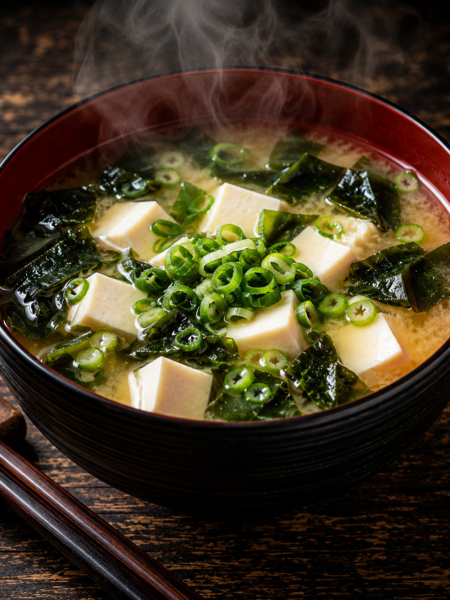 hot miso soup served in a bowl